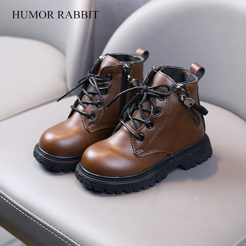 

Size 21-30 Autumn Children Retro Boots Boys Handsome British Short Boots Girls Fashion Brown Single Boot Platform Boots for Kids