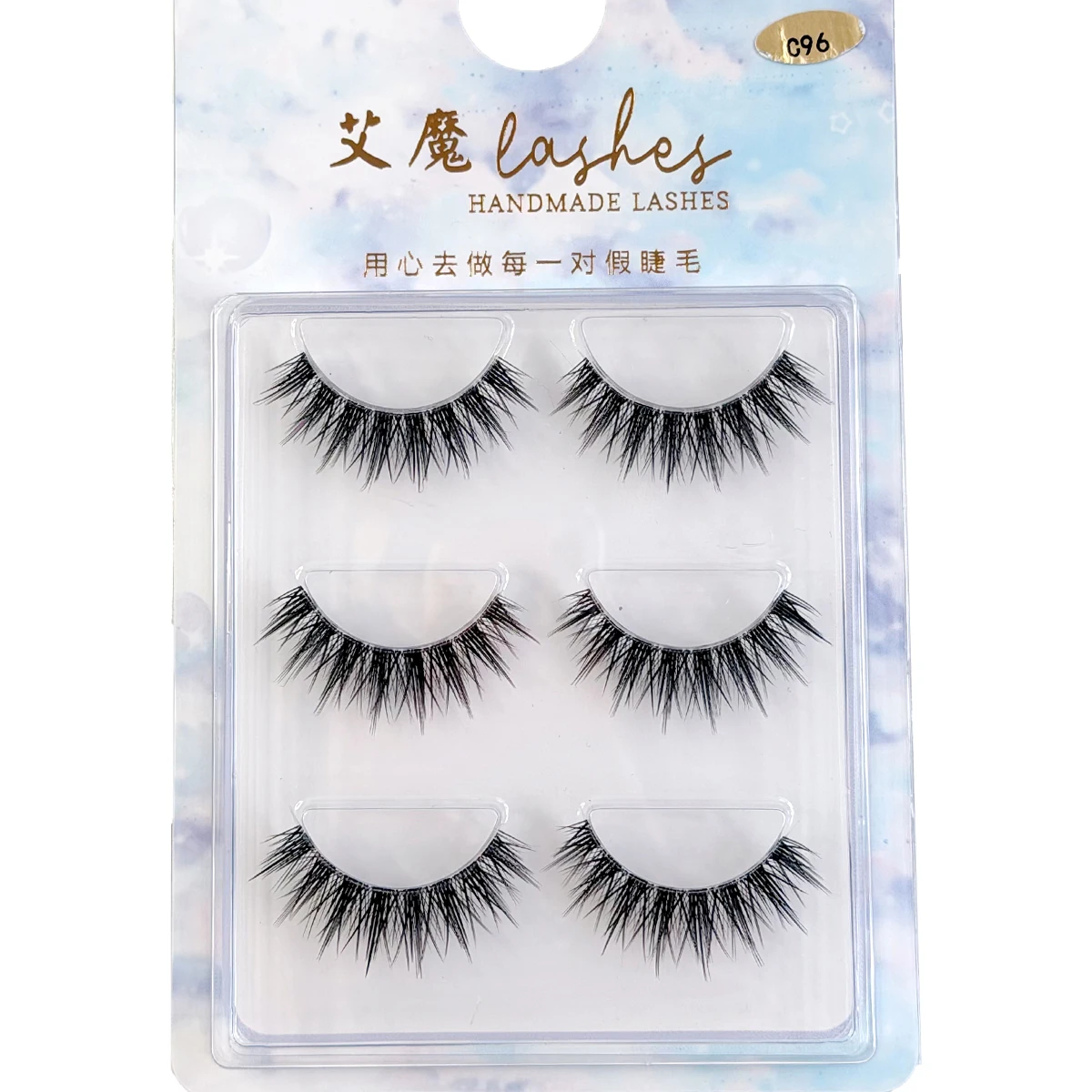 3D 밍크 속눈썹 3쌍 짧은 밍크 속눈썹 투명 밴드 내추럴 블랙 밍크 인조 속눈썹 풀 스트립 속눈썹 재사용 가능