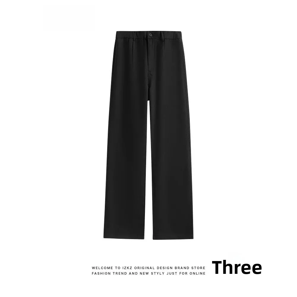 

Мужские летние брюки из ледяного шелка: повседневные, свободные, прямые, с эффектом драпировки, для делового стиля и поездок на работу, простые, но с ощущением высокого класса