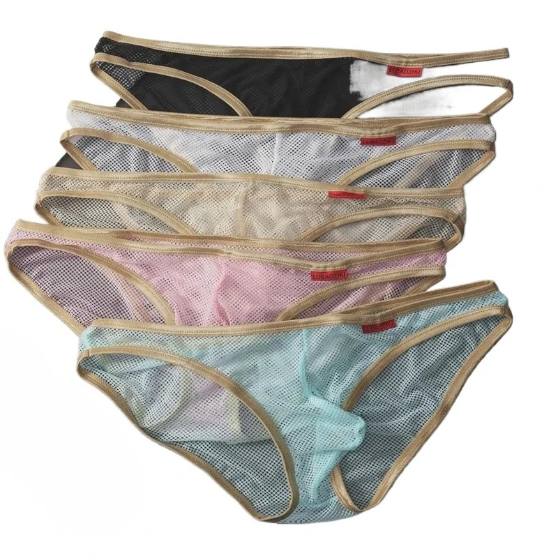 

Прозрачные сетчатые трусы для мужчин с U-образным выпуклым карманом, полностью прозрачные, однотонные, комфортные, дышащие, эластичные
