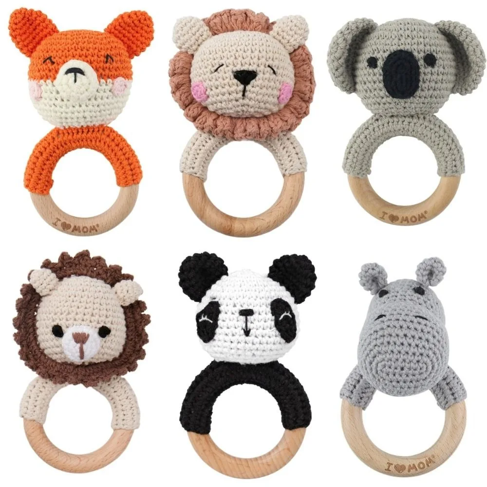 Leone, panda, elefante Sonaglio per bambini Design a forma di animale Cartoon Sonaglio musicale Giocattoli Koala, volpe, ippopotamo Design educativo