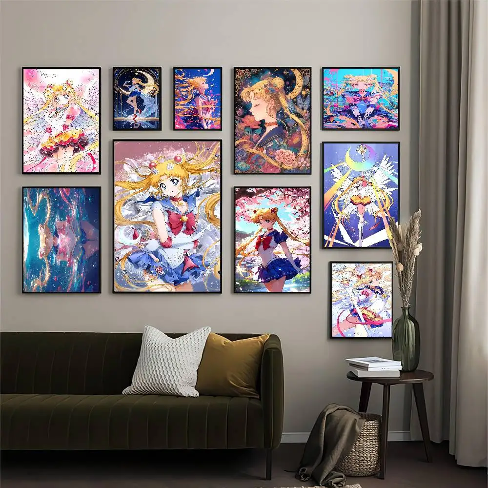 

Аниме-постеры «Сейлор Мун», водонепроницаемые наклейки из бумаги, декор для кофейни, бара, комнаты в стиле каваи