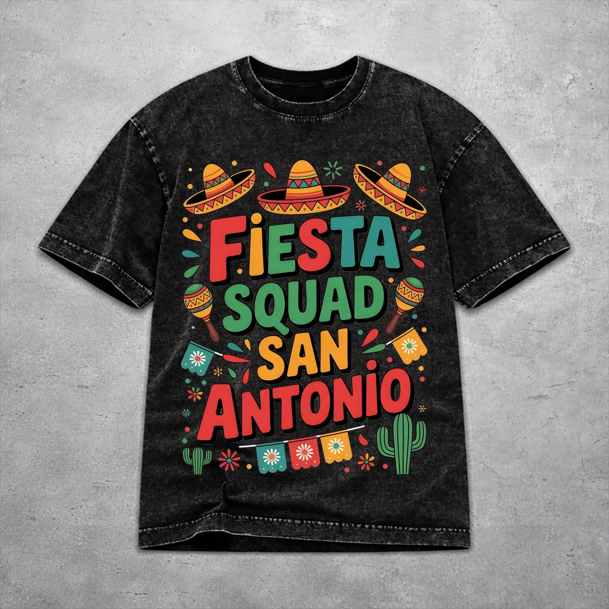 Fiesta Squad Cinco De Mayo Washed T Shirt Novelty Streetwear Men Women  Oversize Tee T-Shirts Cotton