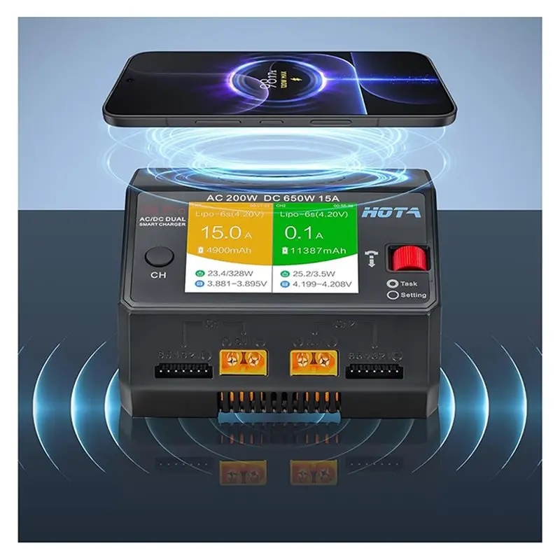 Y01A D6 Pro Lipo Battery Charger, Dual Channel, 15A, 200W AC, 650W DC, Smart Balance Charger
