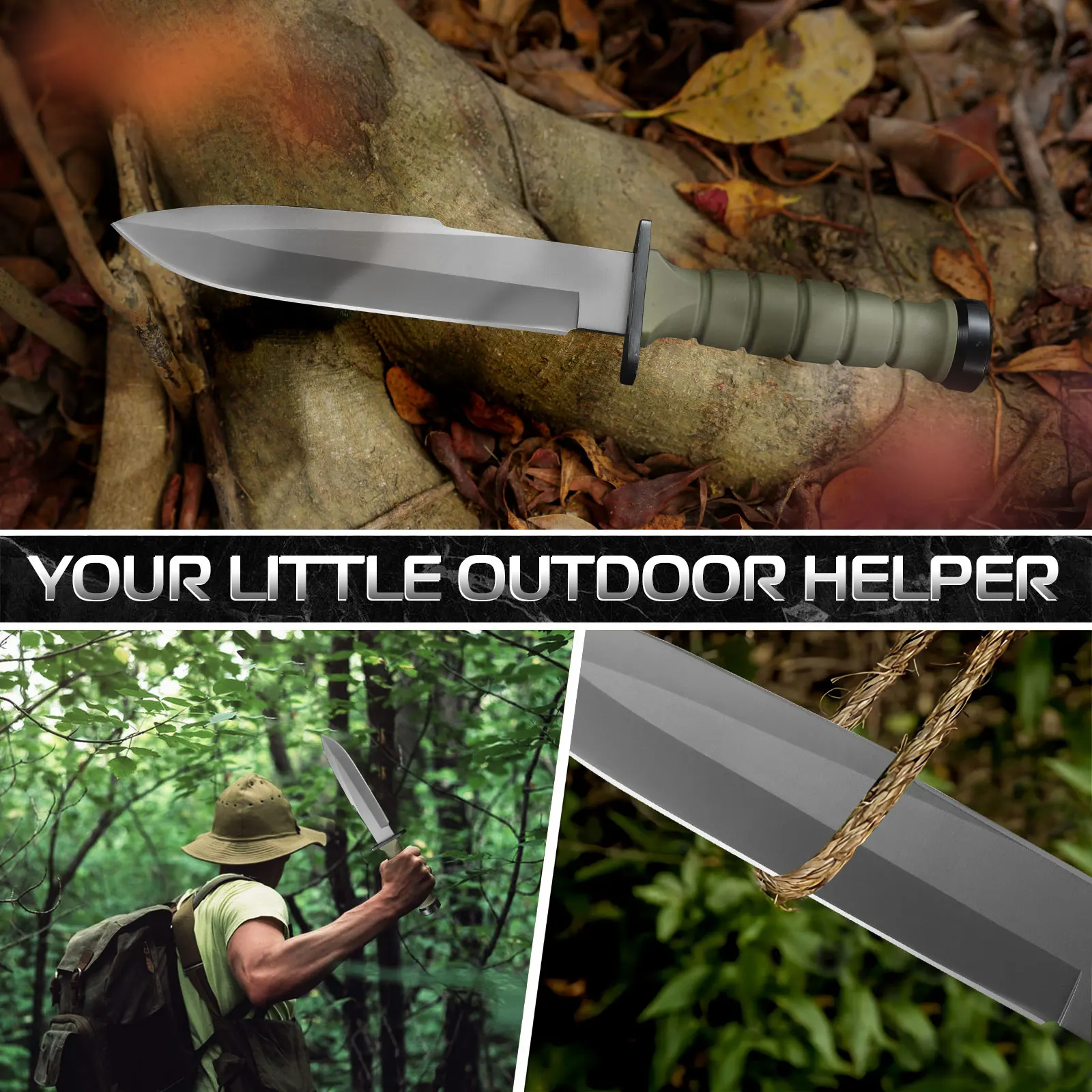 High Hardness Outdoor Tactical Knife With Sheath, Portable Camping Hunting Knife, Stainless Steel Survival Knife For SelfDefense