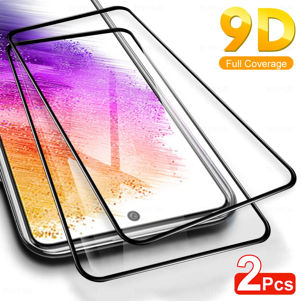 2PCS เต็ม Cover กระจกนิรภัยสำหรับ Samsung Galaxy A73 5G 6.7 "Screen Protector สำหรับ Samsung A73 A 73 73A ป้องกันฟิล์ม