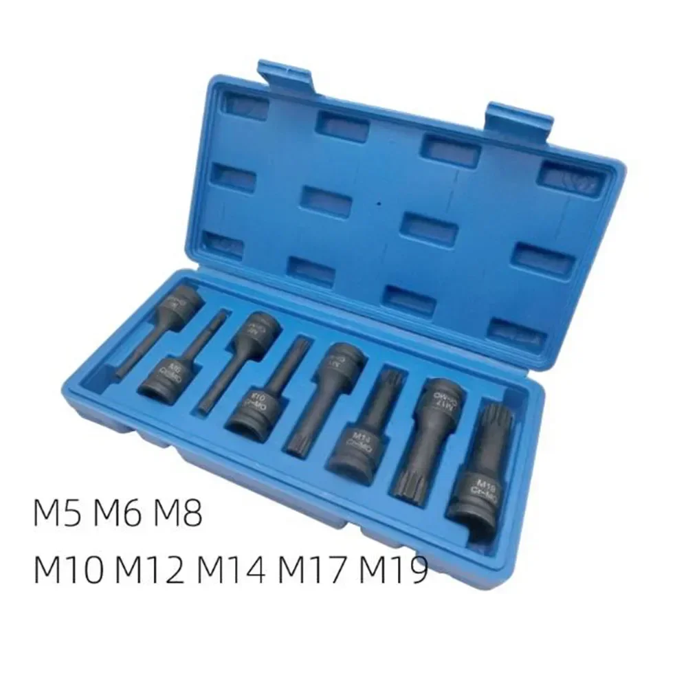 8pcs Wrench Socket Set 1/2 Inch 12 Point Torx Wrench Specifications Impact Hex Bit Socket Sets M5/6/8/10/12/14/17/19 Hand Tools