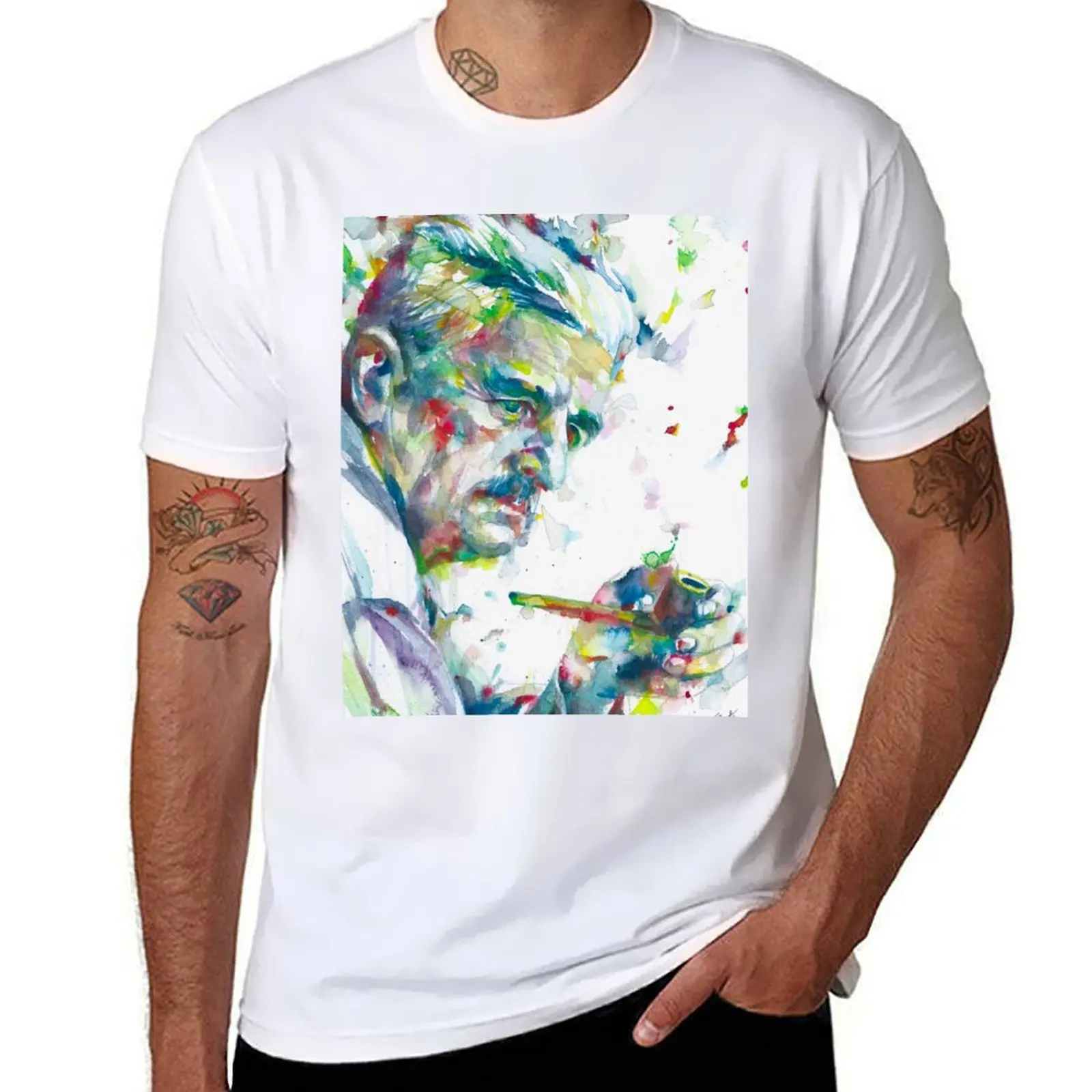 

WILLIAM FAULKNER - watercolor portrait .5 T-Shirt t shirts for man slim fit funny t shirts dark humor T-Shirt