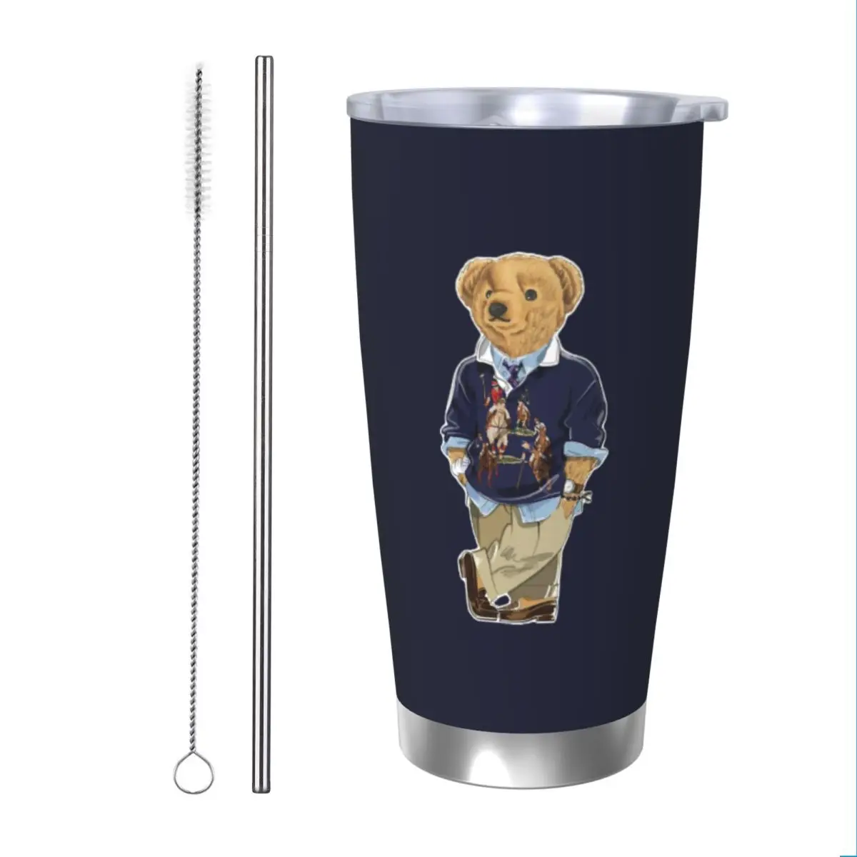 Ralph Bear 20oz Stainless Steel Car Mug Straw Thermal Iced Travel Cup Vacuum Insulated Coffee Hot Cup