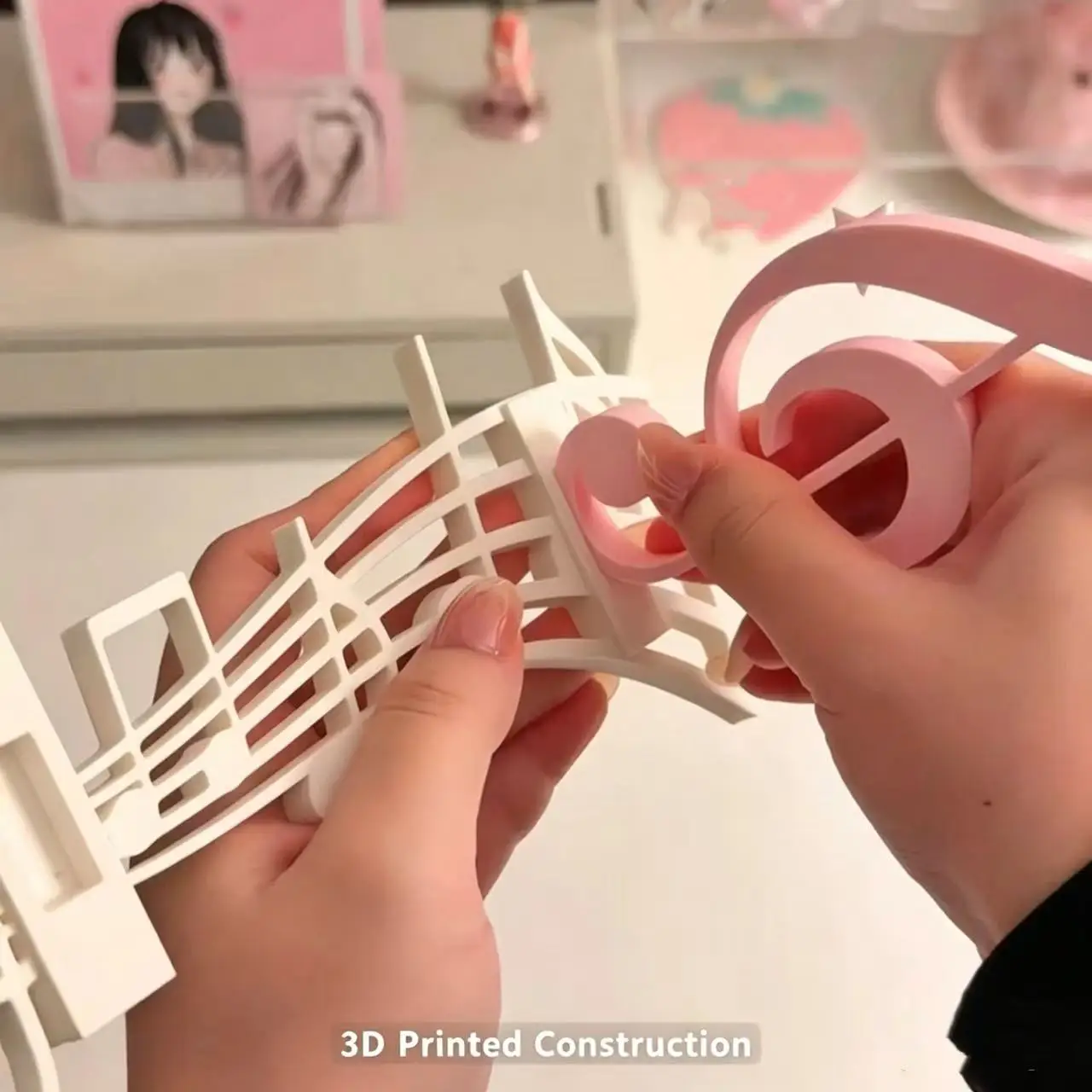 3D-gedruckter Musiknoten-Displayständer im koreanischen Stil, Ins-inspirierte Tischpostkarte, mädchenhaftes herzförmiges Dekorationsstück, niedliches Geschenk – Detail 11