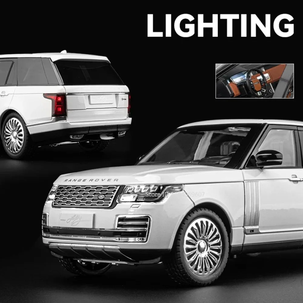 Large Size 1:18 Range Rover Model Car Toy Alloy Diecast Sound & Light Suv Off-road Vehicle Miniature Models for Kids Presents