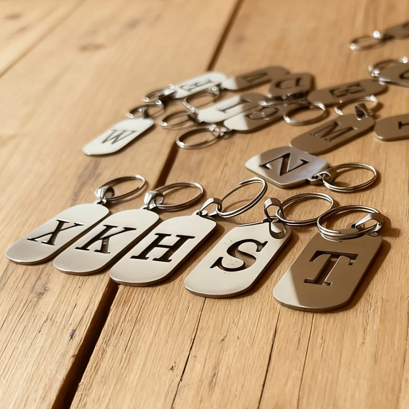 26Pcs Stainless Steel Letter Tags Metal Alphabet Pendant Markers Handtags A-Z Signs For Key Hanging Decorative Labels with Rings