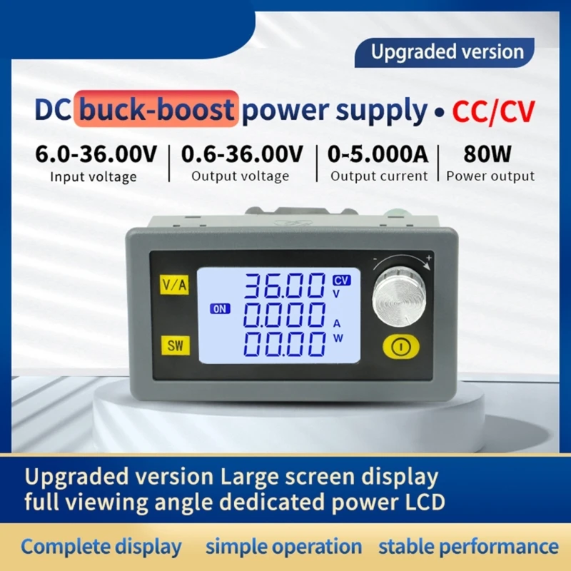 

SK80H DC6~36V To DC0.6~36V CV-CC 5A 80W Voltage Current Regulator With LCD Display Laboratory Power Supply Boost Converter Drop