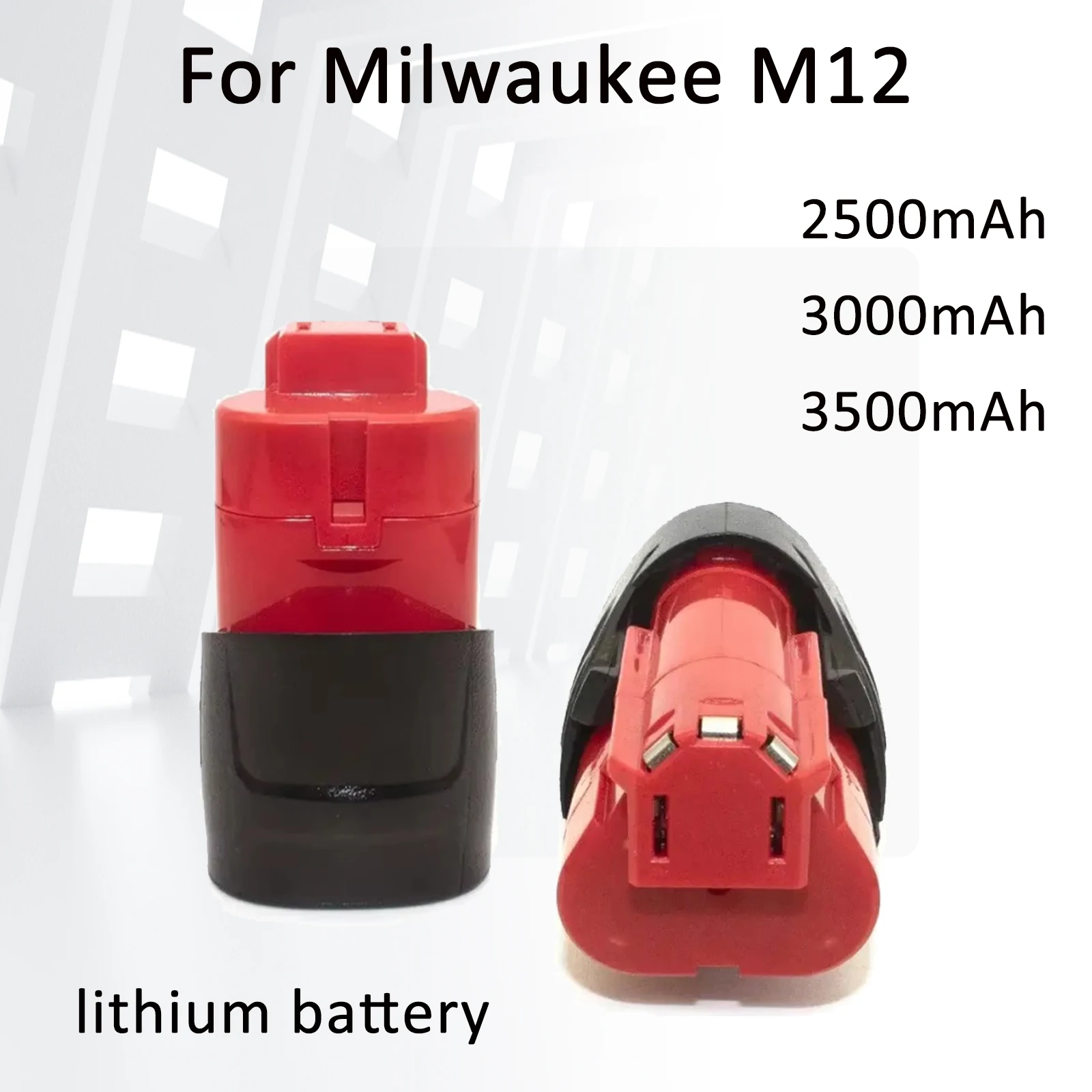 Battery for Milwaukee M12 XC Wireless Tools 48-11-2402 48-11-2411 Battery 48-11-2401 MIL-12A-LI. 12V 3.5Ah rechargeable 3500mAh.