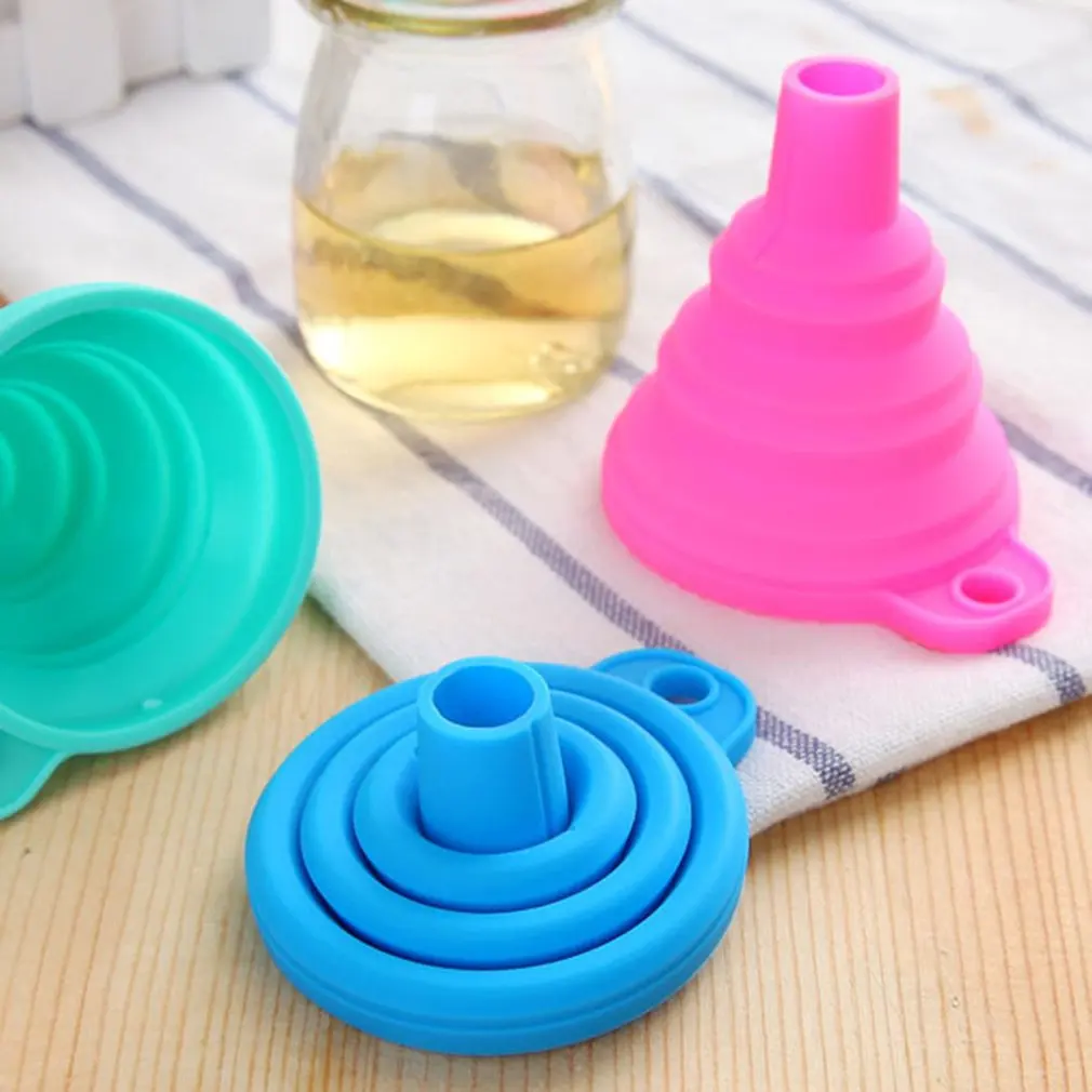 Silicone Collapsible Funnel Folding Funnel Kitchen Tool Scalable Foldable Funnel Kitchen Funnel For Liquid And Powder Transfe