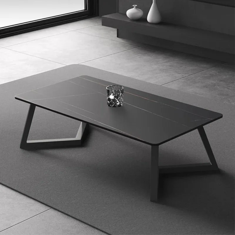 طاولة قهوة مستطيلة سوداء غير منتظمة وبسيطة لتوفير المساحة، طاولة جانبية لطيفة وفريدة من نوعها، ديكورات غرفة مساعدة جمالية ميسا #5