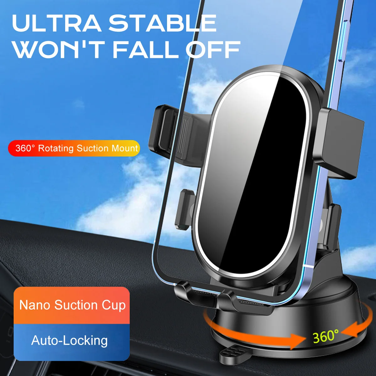 

Ultra - Stable Car Phone Mount! 360° Rotation, Nano Suction Cup & Auto - Locking. Real Stability for Safe Driving.