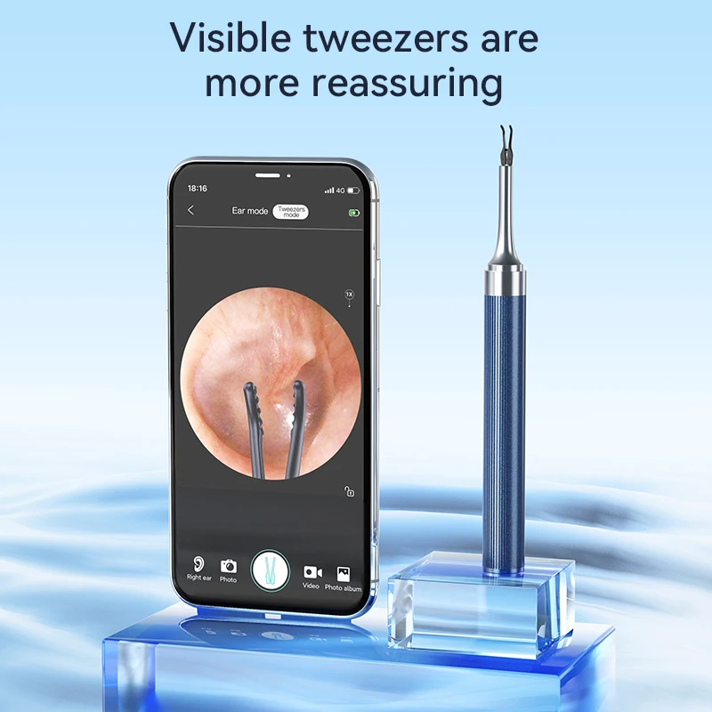 Ear Cleaner With Camera Smart Visual Ear Wax Removal Sticks 1920P Endoscope Tweezer Earpick Mini Camera Otoscope for Health Care