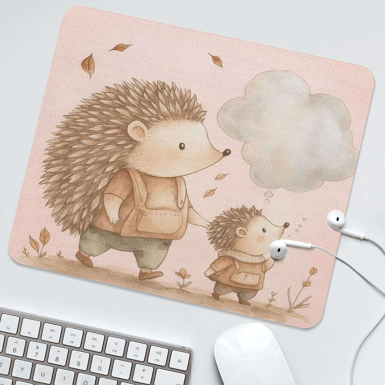 Hedgehog Family Design Mousepad, high-quality anti-slip rubber, ultra-thin, small-sized desktop pad, durable and of high quality