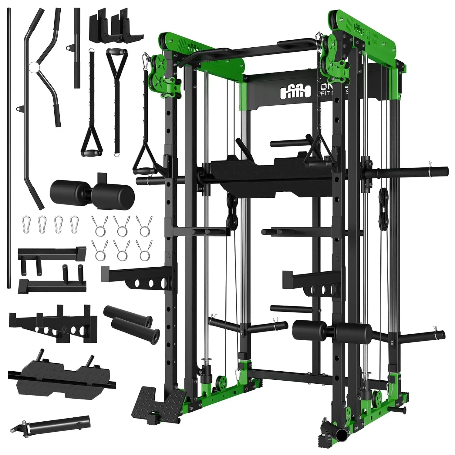 Home Gym All in One,2000LBS Squat Rack Power Cage with Smith Bar,Leg Press and More Workout Equipment, Customized