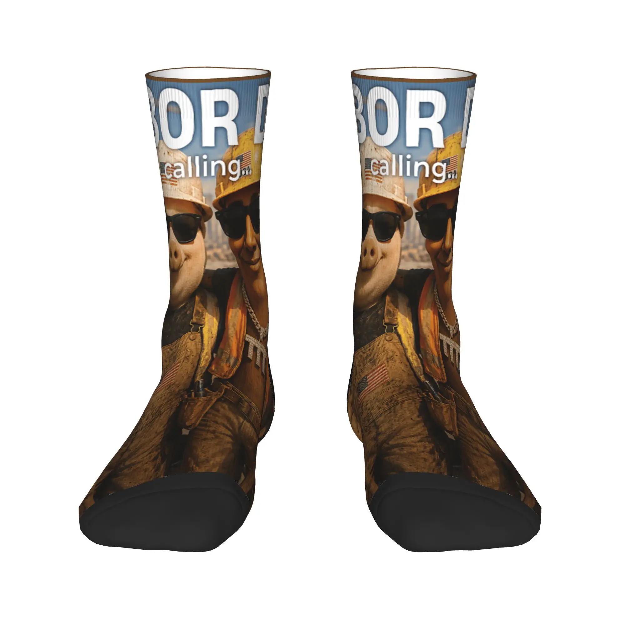 John Pork Tung Sahur Bro Proud Construction Worker Labor Day Socks Non Slip Stockings Mens Soft Socks Autumn Casual Design Socks