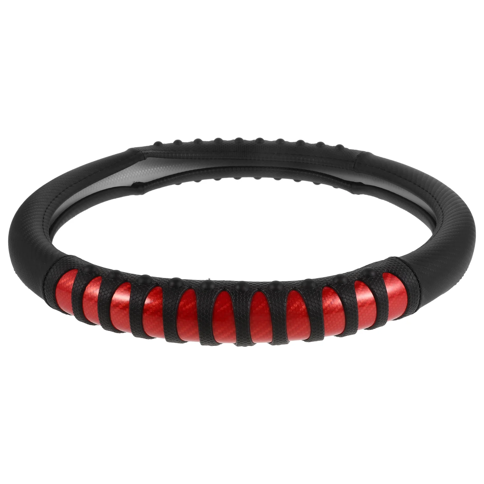 

Car Steering Wheel Cover Protector Fake Carbon Fiber Texture Universal Fit Anti Slip Grip Red Black Women Men Truck Suv