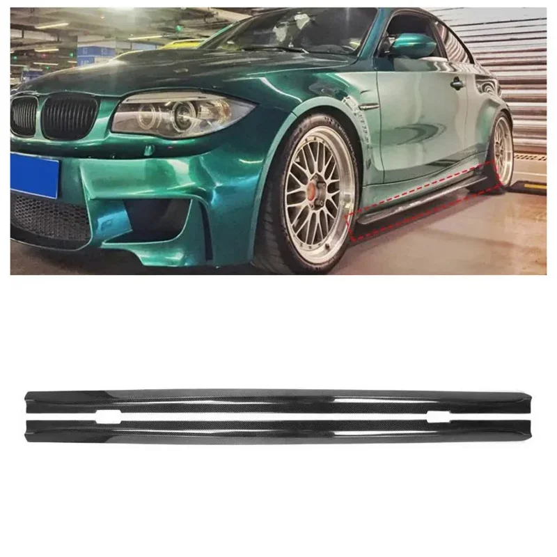 For BMW 1 Series E82 E88 1M 120i 125i 128i 2008-2011 Real Carbon Fiber Car Side Skirts Extensions Body Kits