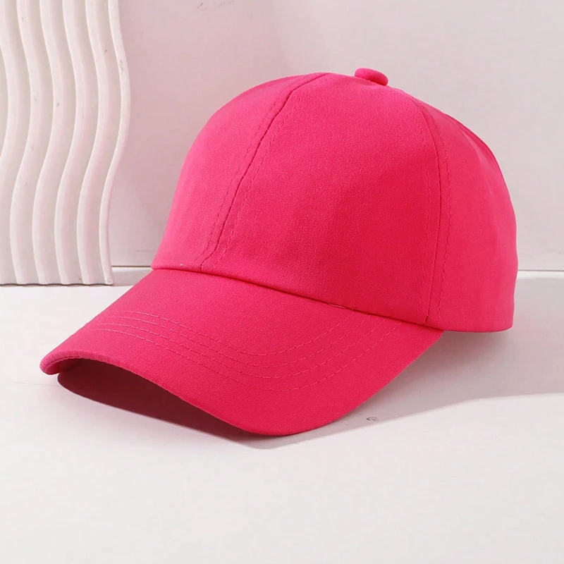 3-8Y Kids Solid Color Casual Fashion High Ponytail Sun Protection Open-Top Baseball Cap