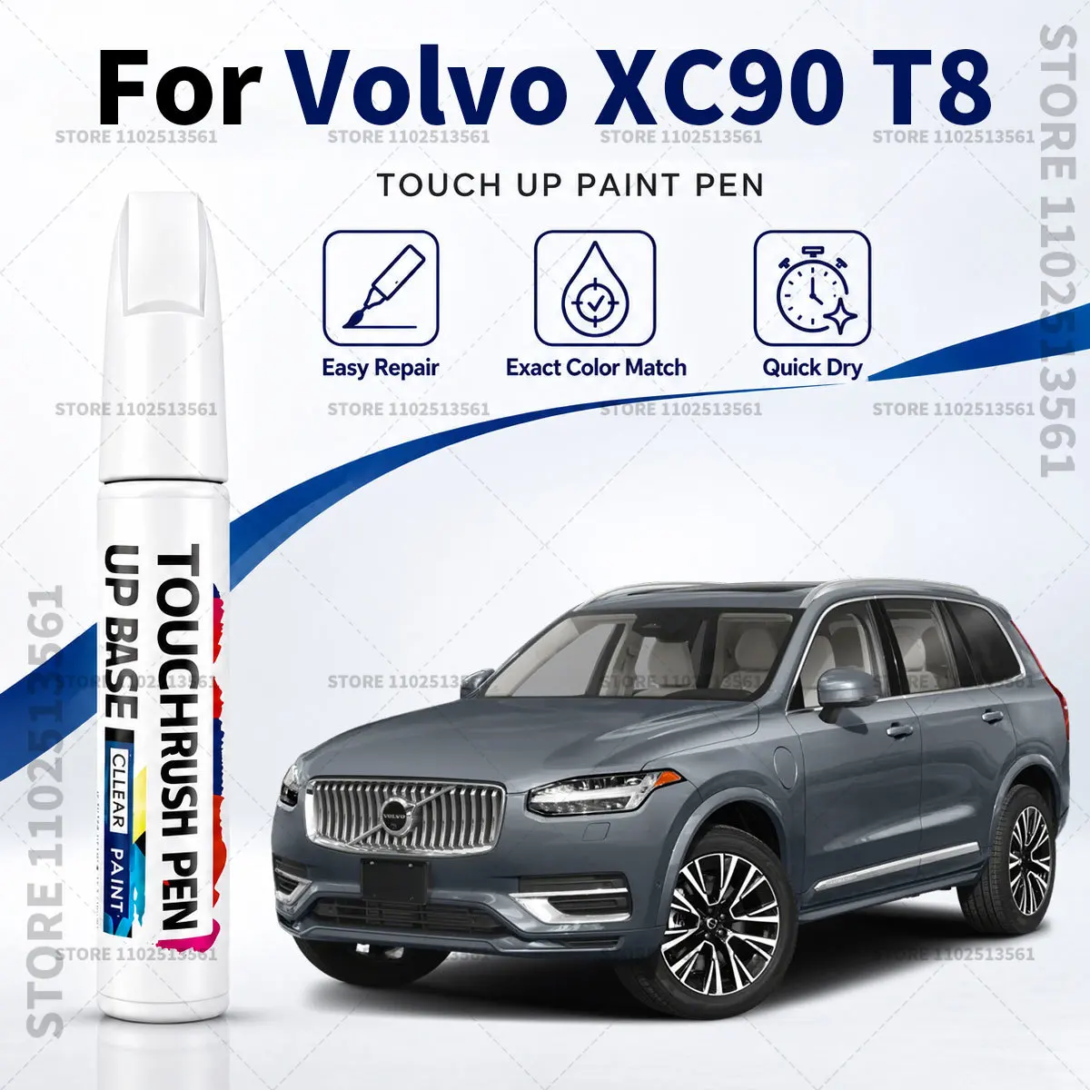 For Volvo XC90 T8 Black Car Paint Touch Up Pen Scratch Repair Remover Auto Body Repair Marker Waterproof Car Paint Repair Tool