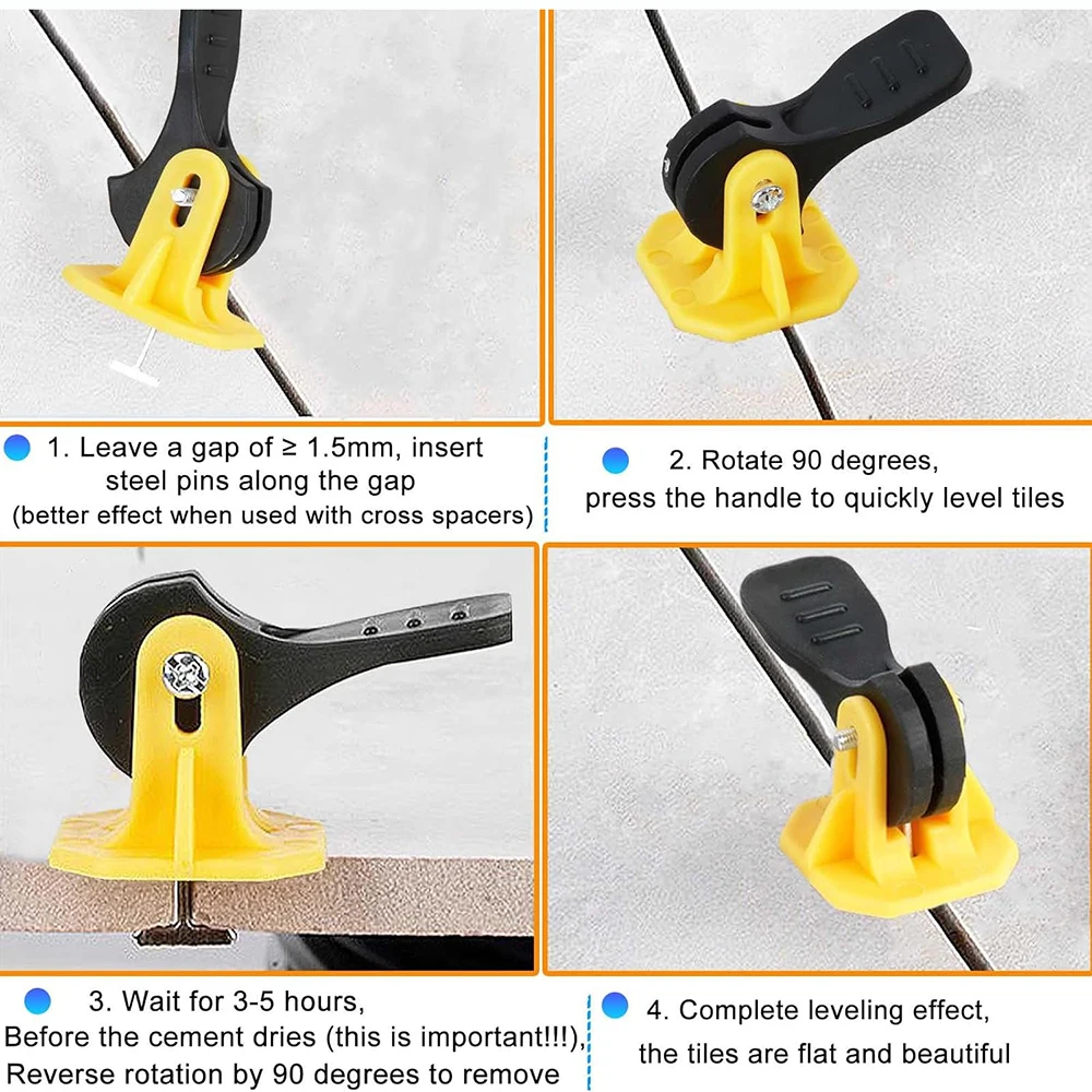 50Pcs Floor Tile Leveling System Clips Spacers for Porcelain Ceramic Tile Laying Wall Fixing Construction Tools Leveler Kit