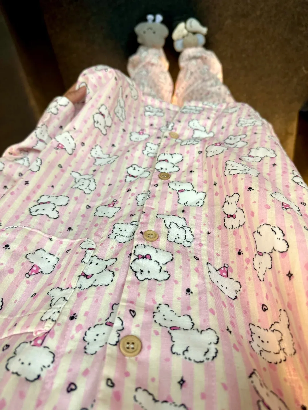Double Layer Cotton Linen Long Sleeve Sleepwear Women's Home Clothes Spring Summer Autumn New Style Sweet Cute Style