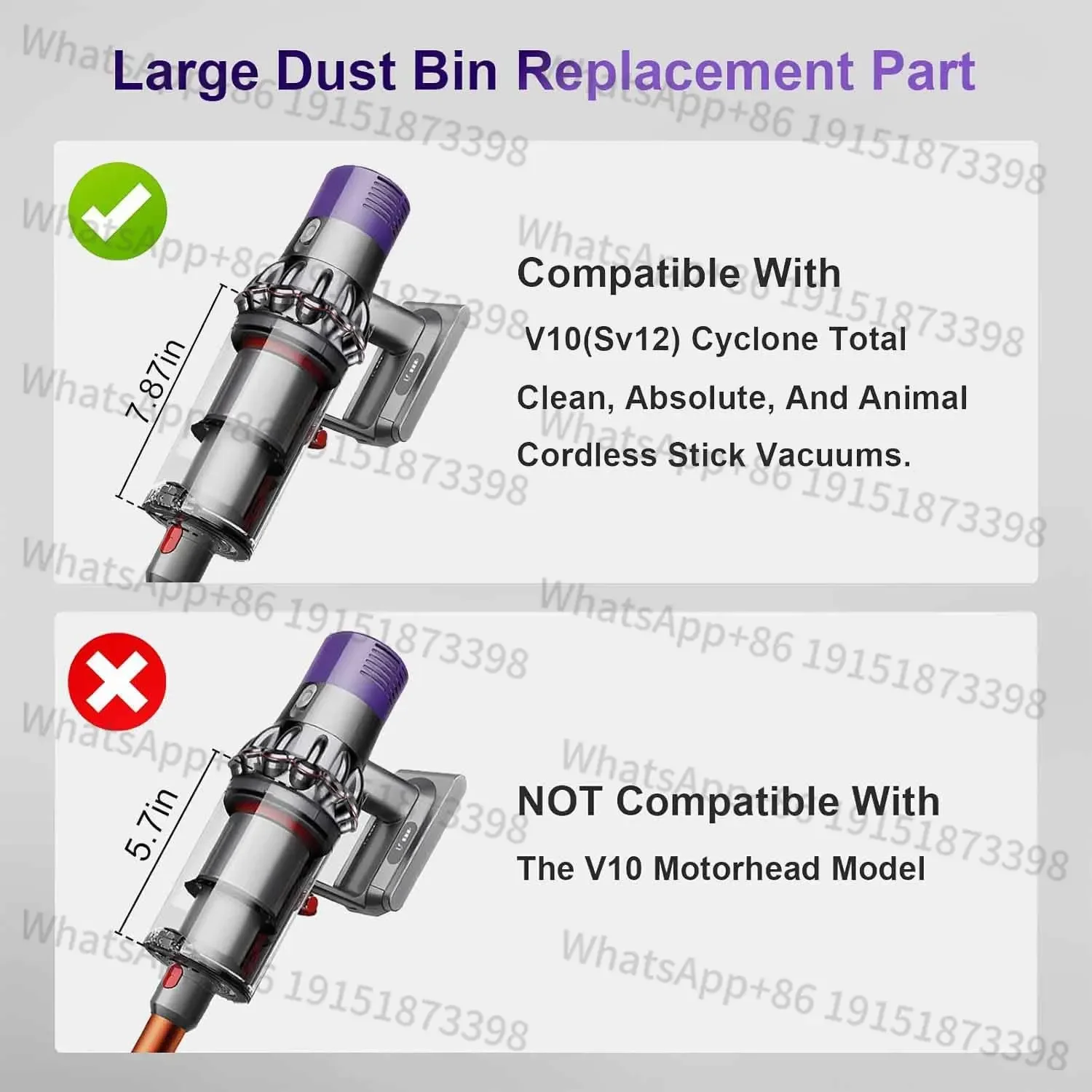 Two large trash cans suitable for V10 SV12 vacuum cleaner replaced the dust bucket V10 +HEPA filter.