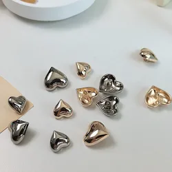 20pcs/Lot Metal Mirror Heart Buttons Sewing Foot Decorative Gold Silver Shirt Cardigan Sweater Coat Button