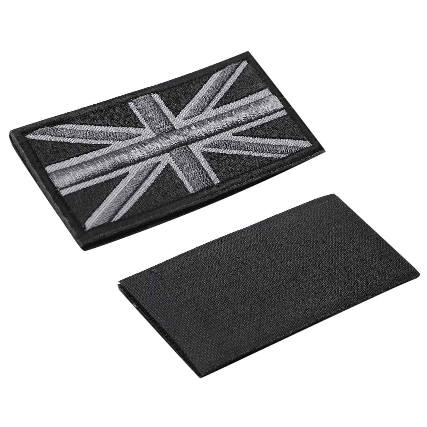 ABVS FASHION Union Jack UK Flag Badge Patch Stick Back 10cm x 5cm NEW, (Black/Gray)