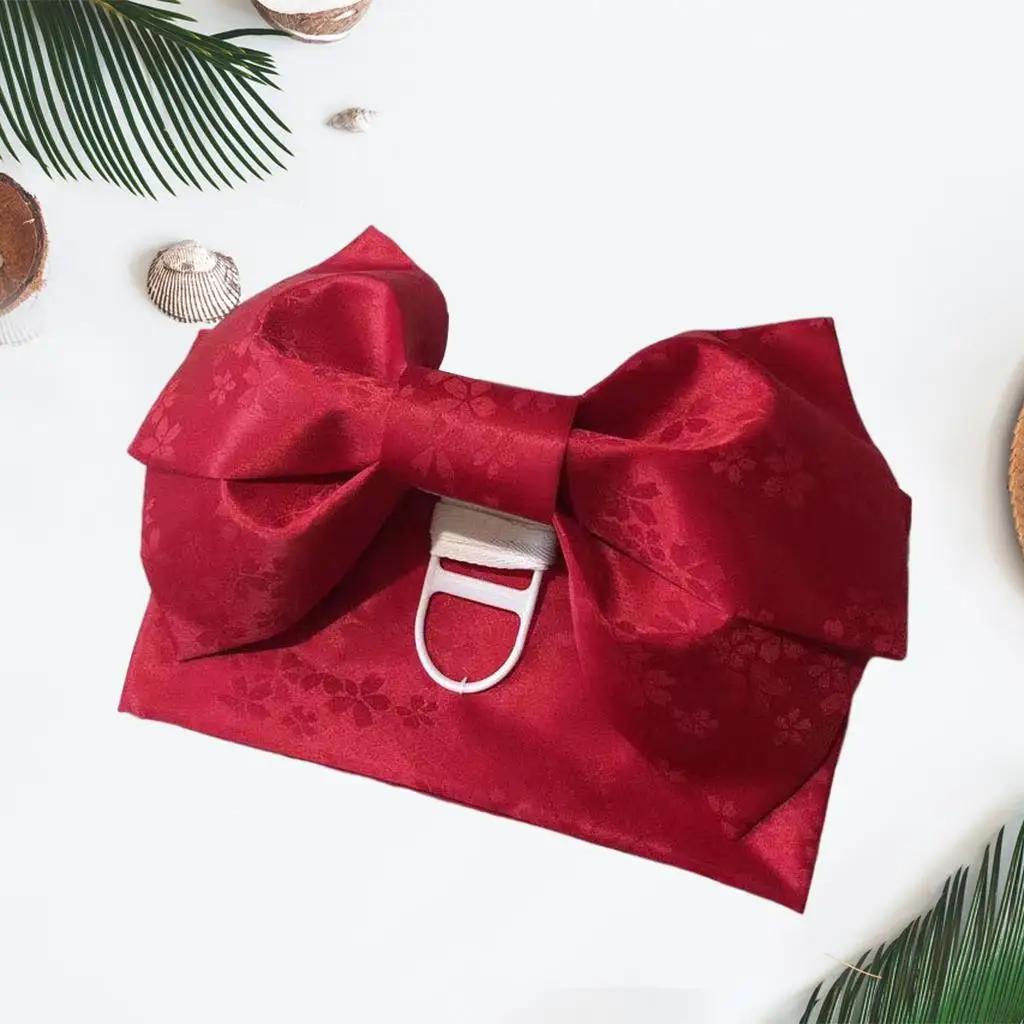 ثوب الكيمونو الياباني القوس حزام البشكير أوبي حزام الخصر Cummerbund للسيدات، أحمر، حزام 1.4 م × 17 سم #5