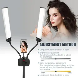 22INCH LEDs Photographic Double Arms Fill Light 45W Long Strips LED Lamp LCD Screen Photo Studio Lighting Live Broadcast