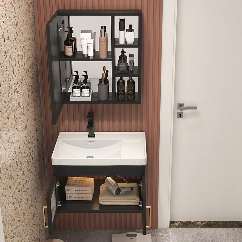 LMM washbasin thickened space aluminum bathroom cabinet deepened integrated washbasin