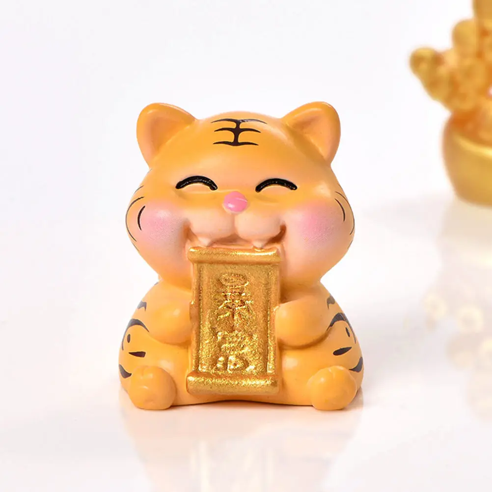 

6pcs Resin Tiger Shape Decor Micro L Adorn Durable Lovely Garden nament Bonsai Desk Home Office Tab Small Mini