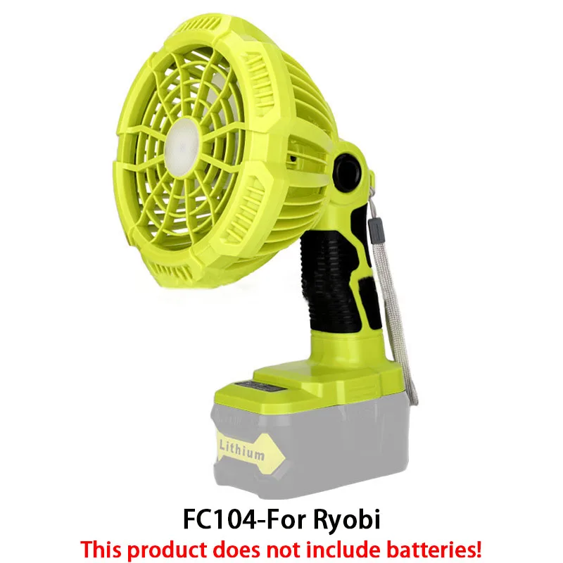 

Multifunctional Lighting Fan For Ryobi With 14.4-18V Lithium Battery With 3W Light FC104 FC107 Household Outdoor Third Gear Wind