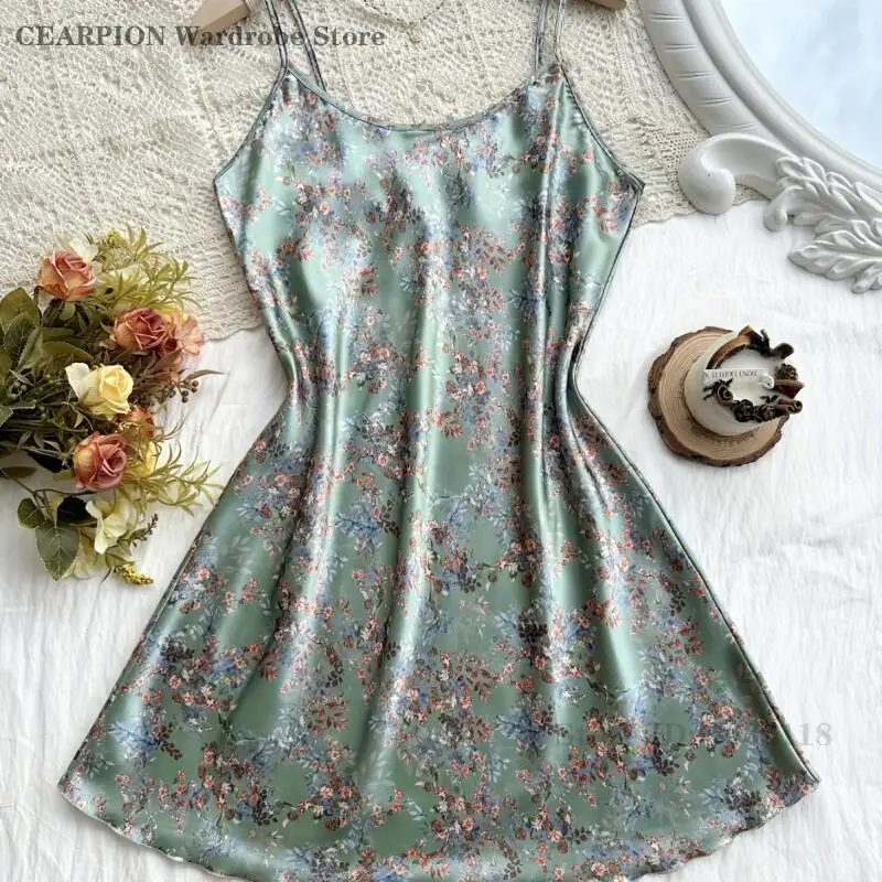 

Summer Short Nightgown Casual Printed Sleepwear Intimate Lingerie Chemise Nightdress Loose Casual Home Dressing Gown Nighty