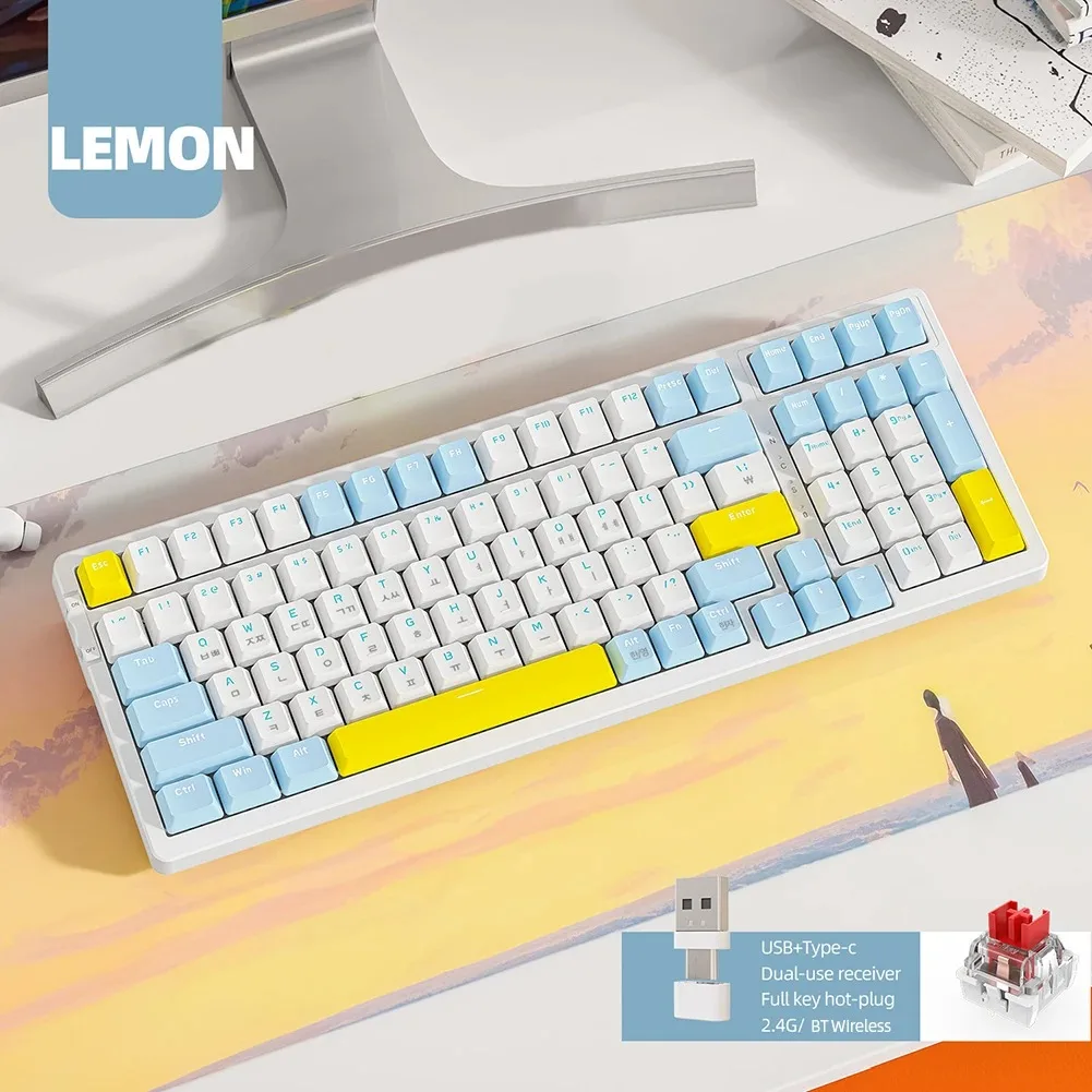 

Free Wolf K96 Bluetooth Wireless Dual-Mode Mechanical Keyboard Battery Model Full Key Hot Swappable Keyboard Game Office