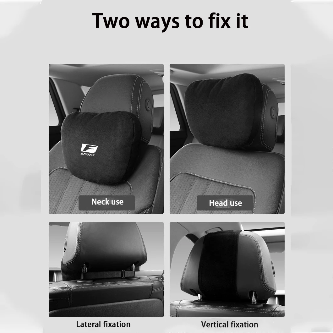 For Lexus F SPORT LFA ISF GSF RCF 2011 High-Grade Suede Car Headrest Neck Support Seat Soft Neck Pillow Car Interior Accessories