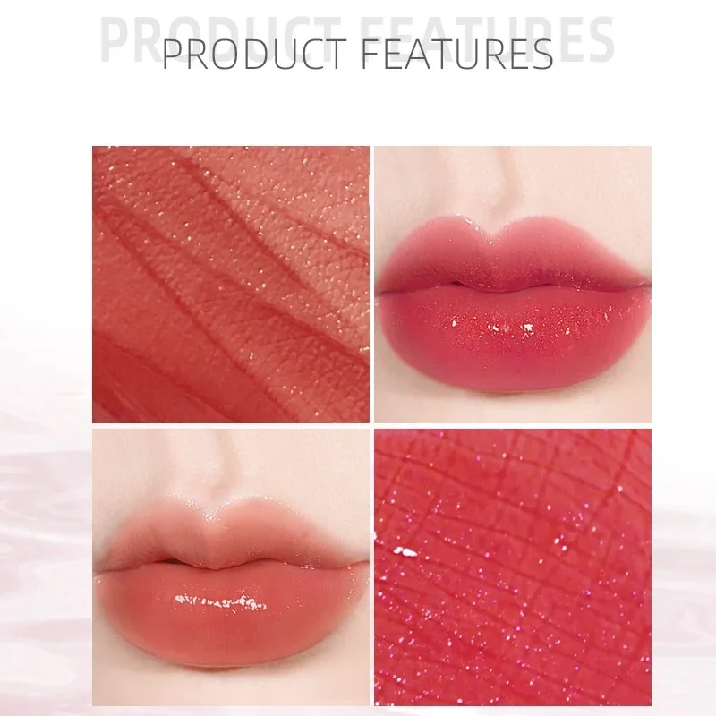4 色保湿リップグレーズ長期的な防水口紅化粧品赤リップティント美容リップグロス女性のための