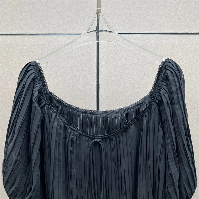 Vestidos femininos novo outono 2025 em camadas plissado borda magro mini vestido sexy fora do ombro vestidos curtos vestidos de festa vestidos de noite