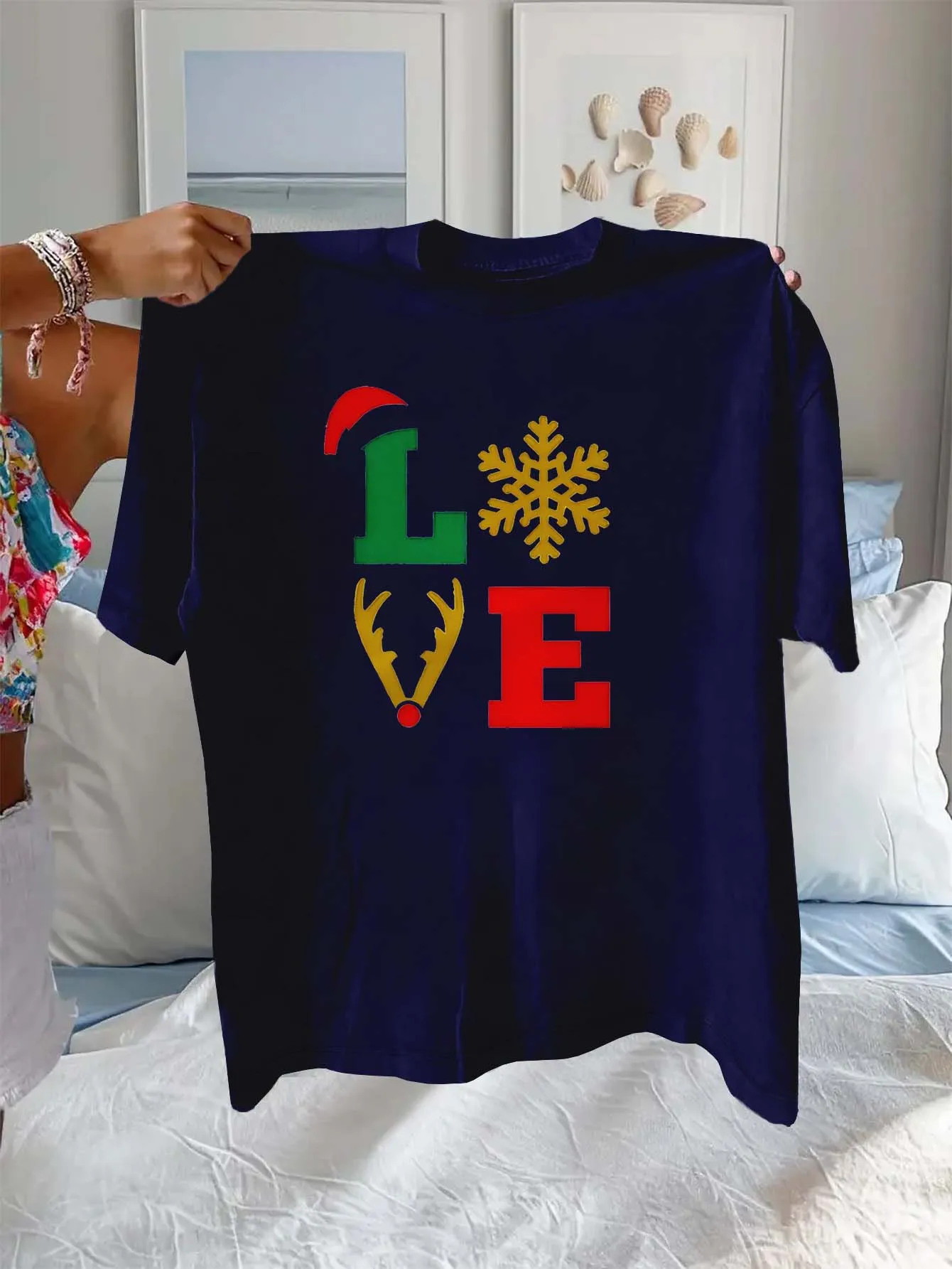 Design d'amour de noël élégant, grande taille, avec Motifs de flocons de neige et de renne, vêtement élégant à la mode