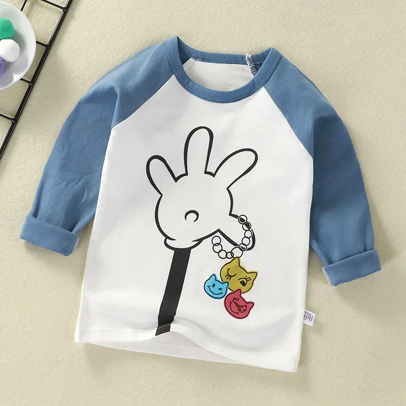 Children's undershirt T-shirt cotton autumn baby new boy cartoon top girl baby long sleeve children's clothes