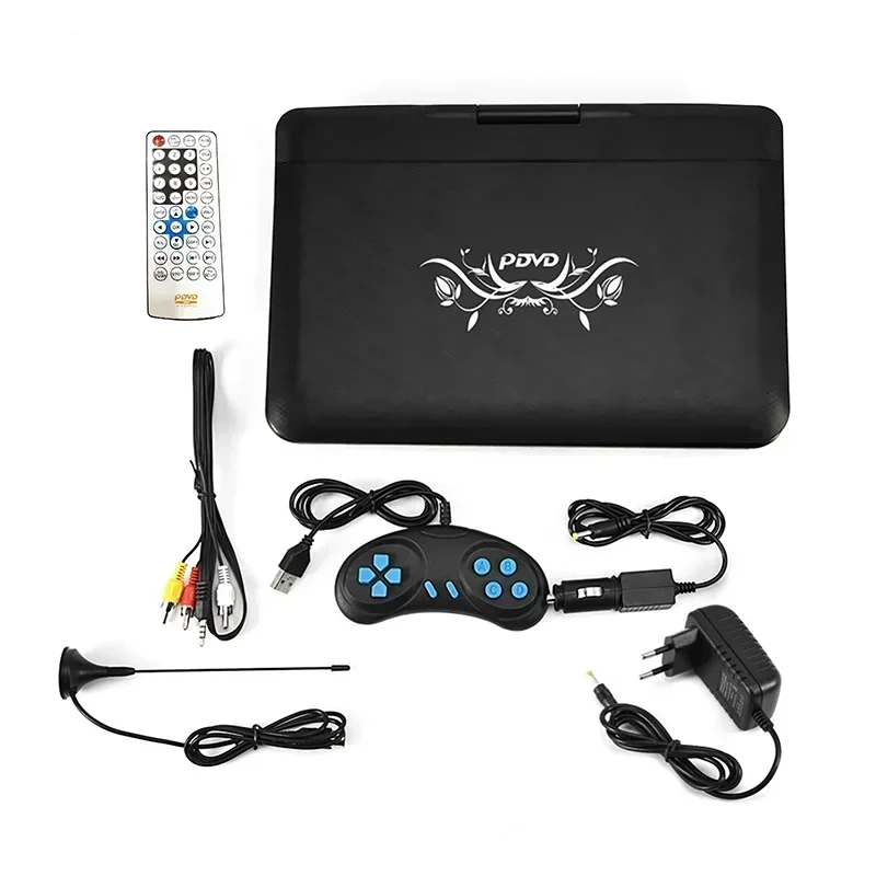 Leitor de DVD portátil de 13,9 polegadas Leitor EVD sem região Porta USB Rotação de 270 graus Tela giratória Reprodutor VCD