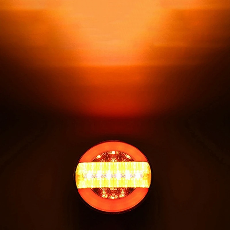 

Надежный 4-дюймовый динамический задний фонарь для прицепа, 24 В, светодиодный стоп-сигнал для грузовиков, светодиодный круглый водяной гамбургер для автомобилей, лодок, автобусов, караванов