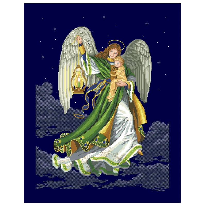 Angel of dreams cross embroidery kit fairy pattern design 18ct 14ct 11ct deep blue canvas Cross-stitch DIY needlework