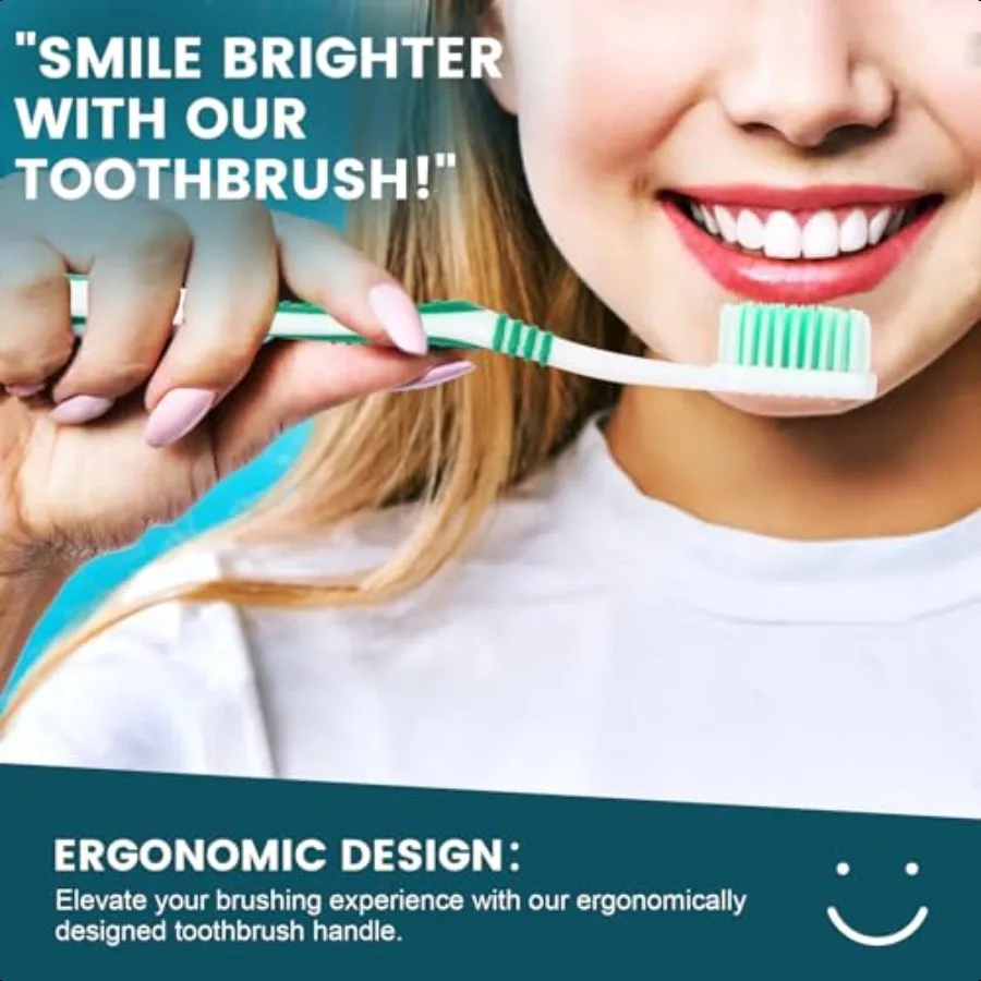 100 قطعة من فرشاة الأسنان السائبة المميزة ملفوفة بشكل فردي، فرشاة الأسنان، فرشاة أسنان متوسطة الحجم ذات شعيرات ناعمة، مريحة #5